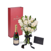 Valentine’s Day 12 Stem White Rose Bouquet With Box & Champagne, Valentine's Day gifts, Canada Same Day Flower Delivery, roses, champagne gifts, Blooms Canada Delivery