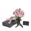 Valentine’s Day Dozen Pink Rose Bouquet With Box & Chocolate, Canada Same Day Flower Delivery, Valentine's Day gifts, bouquets, pink roses, Blooms Canada Delivery