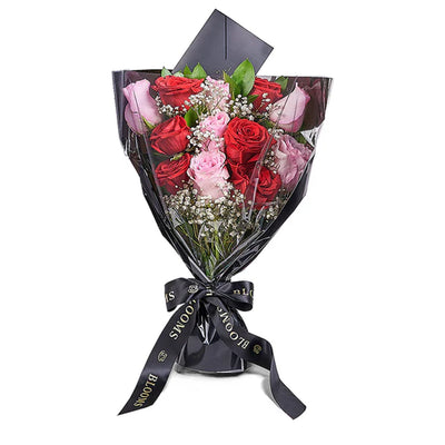 Valentine's Day 12 Stem Red & Pink Rose Bouquet, Blooms Canada- Blooms Canada Delivery