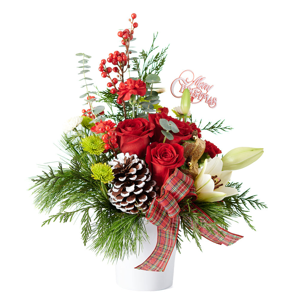 Mixed flower arrangement, holiday, christmas, Mixed Floral Arrangement, Floral Arrangement, Floral Gift, Set 24006-2021, holiday arrangement delivery, delivery holiday arrangement, christmas flowers canada, – Canada Blooms - Canada Delivery