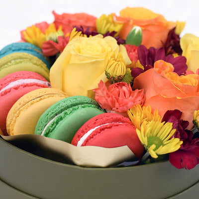 Vintage Rainbow Floral Gourmet Box Set - Canada Gourmet Flower Gift - Same Day Canada Delivery