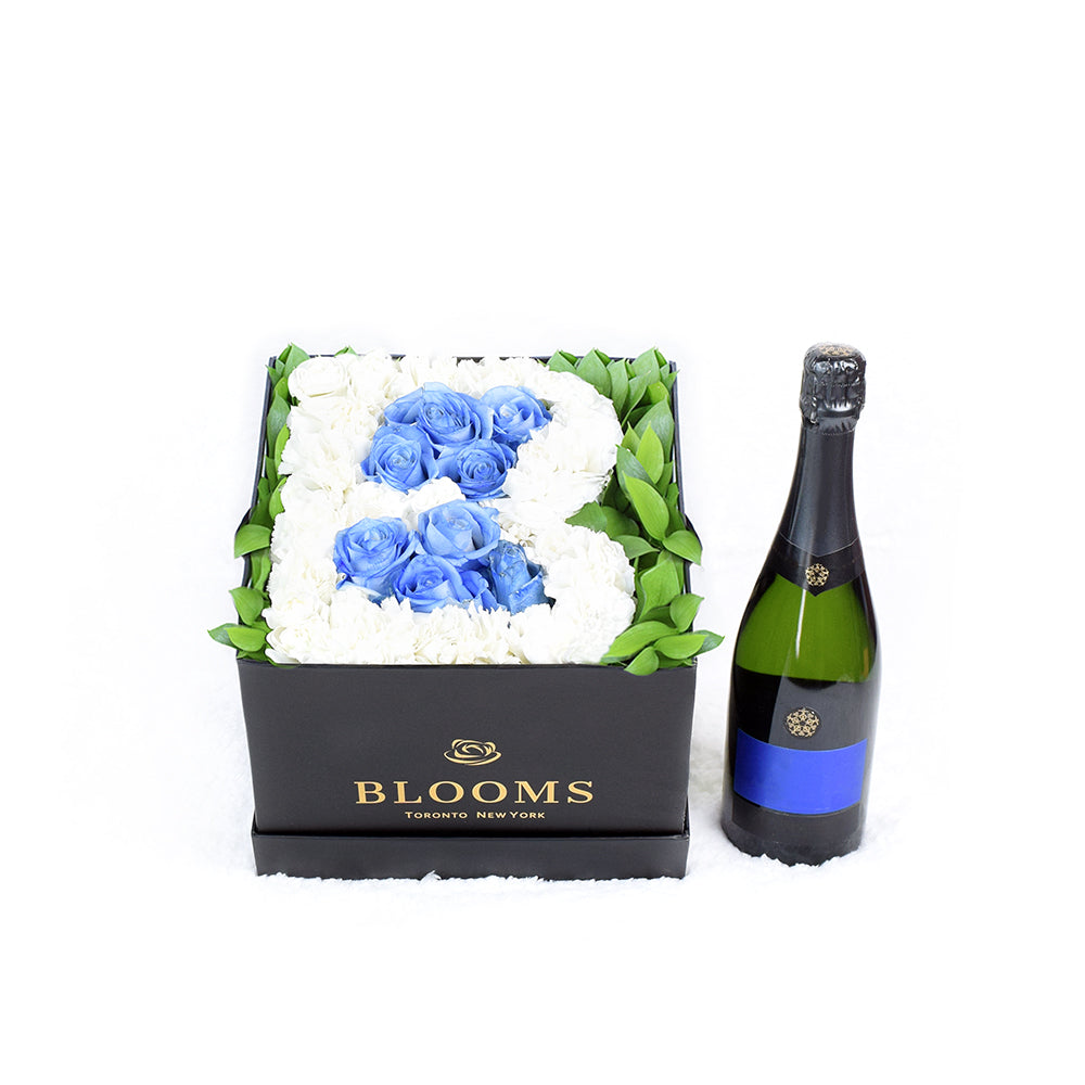 Welcome Baby Boy Flower Box with Champagne – Canada Blooms - Canada Delivery