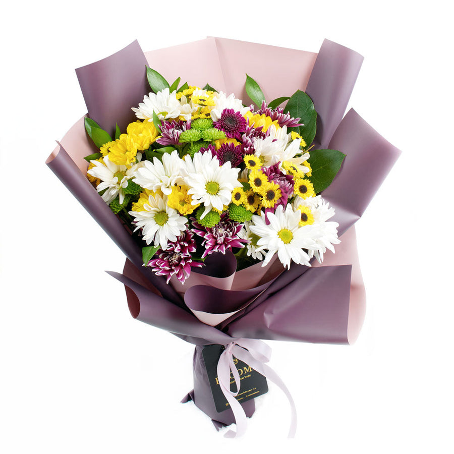 Multi-coloured mixed daisy bouquet. Same Day Blooms Canada Delivery.
