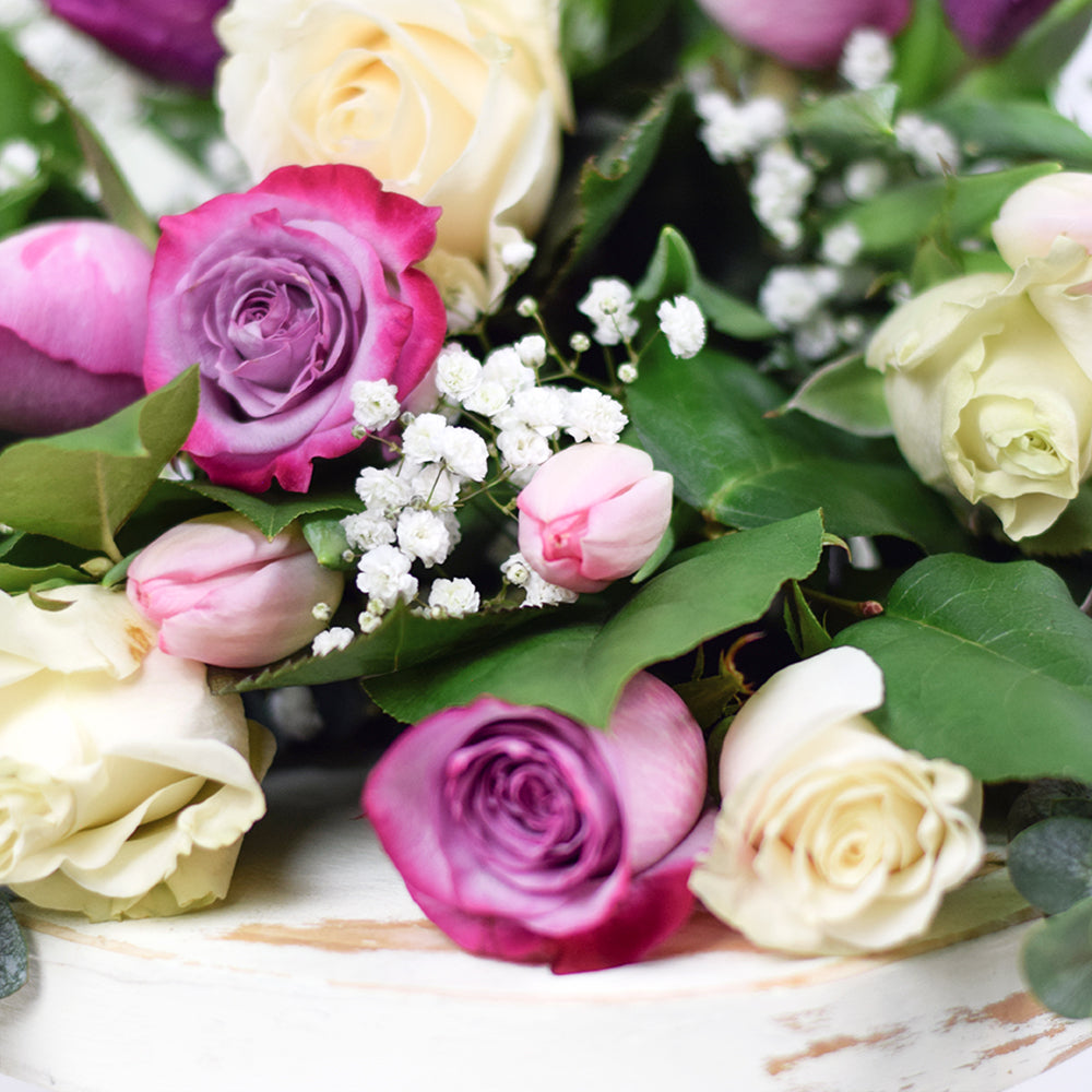 Mixed White and Purple Rose Bouquet - Blooms Canada Same Day Flower Delivery - Blooms CanadaFlower Gifts