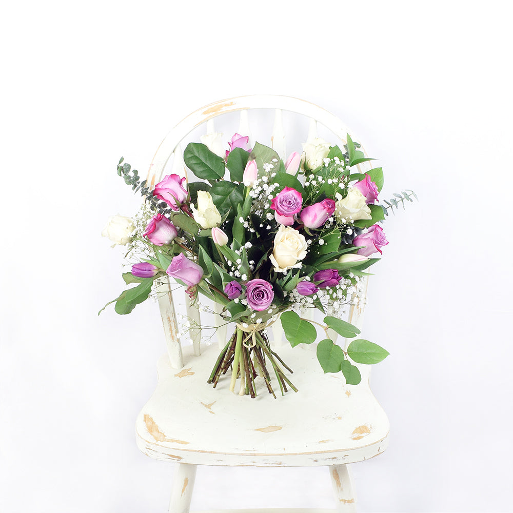 Mixed White and Purple Rose Bouquet - Canada Blooms Same Day Flower Delivery - Canada Blooms Flower Gifts