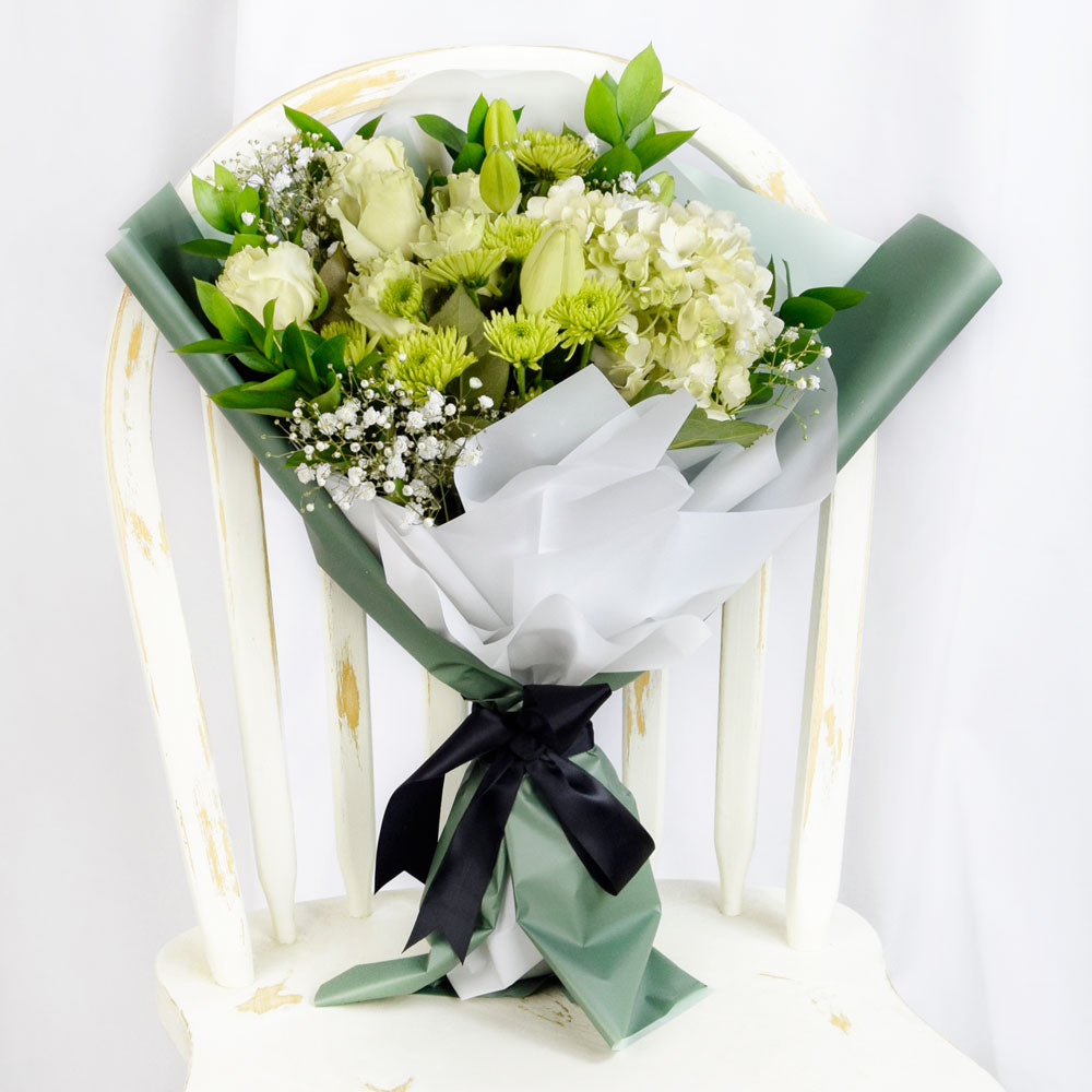 Blossoming Sunrise Mixed bouquet in white and cream. Same Day. Blooms Canada- Blooms Canada Delivery.