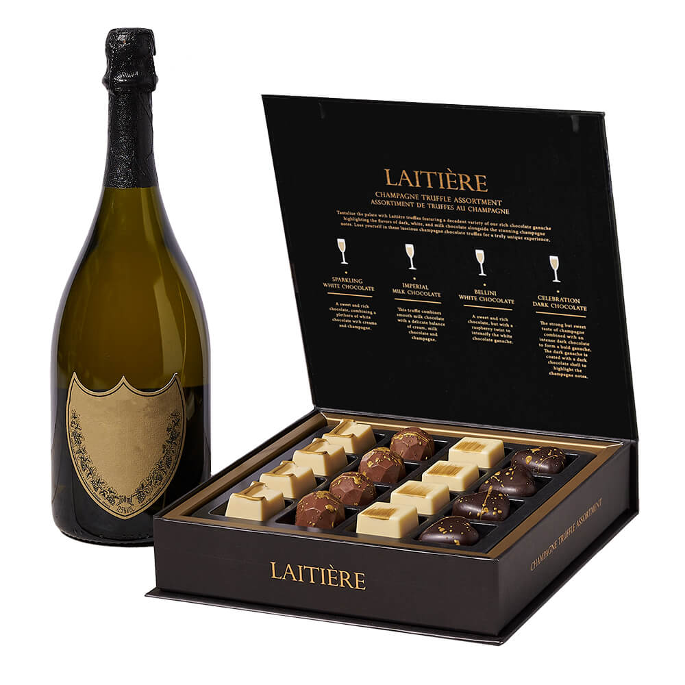 Bubbly & Truffle Gift Set, bottle of sparkling wine and a box of champagne-inspired chocolate truffles, Gift Sets from Canada Blooms - Same Day Canada Delivery.