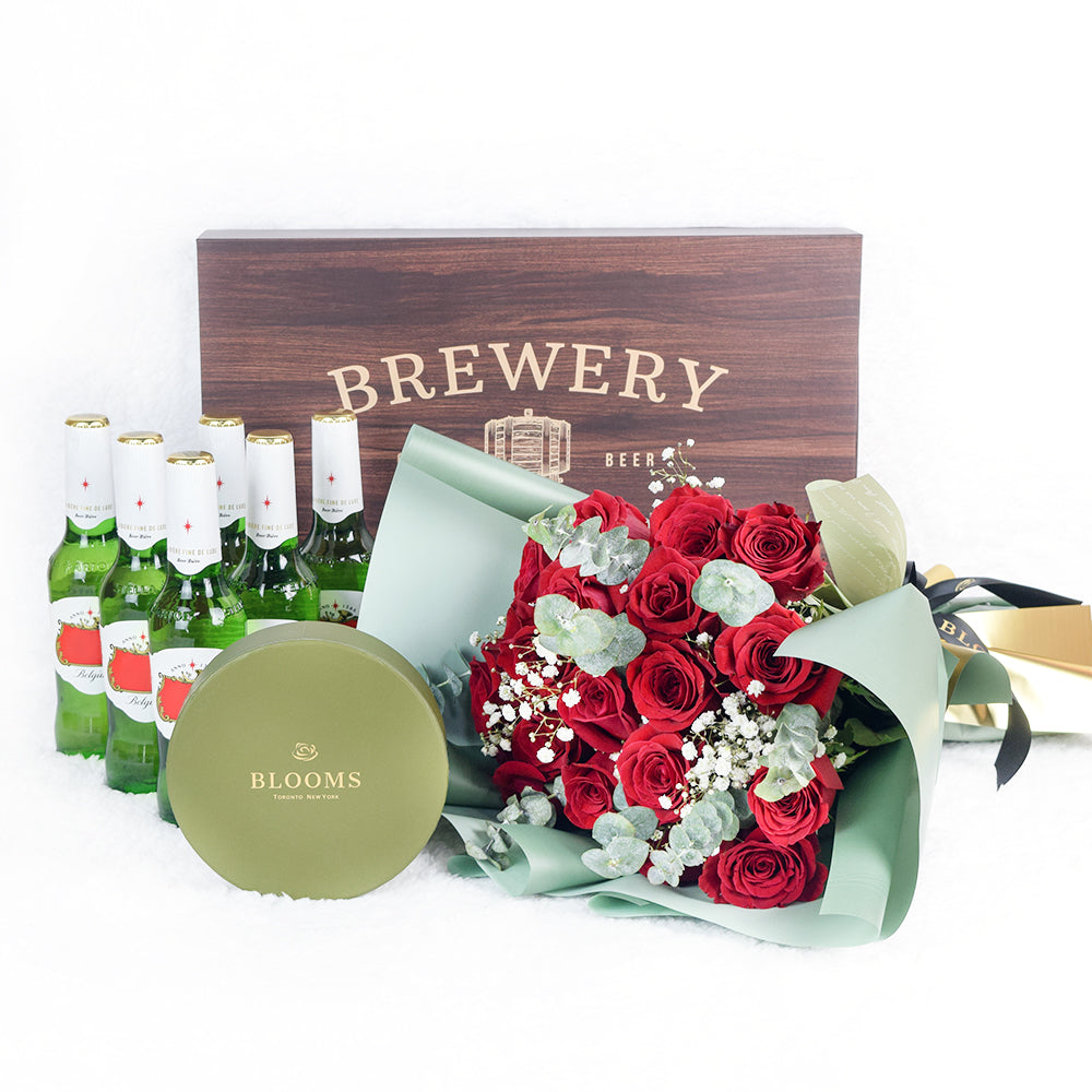 Cheers To A Milestone! Flowers & Beer Gift