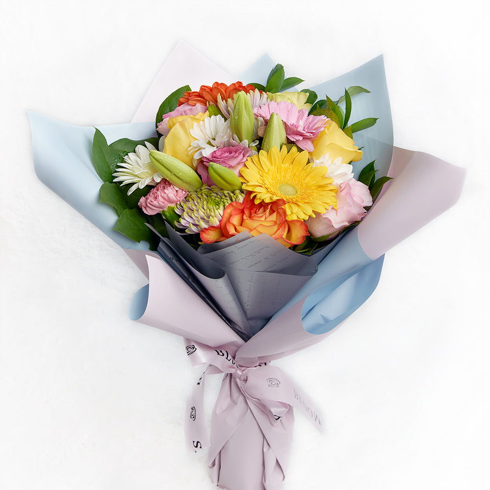 Multi-coloured mixed floral bouquet. Same Day Blooms Canada Delivery.