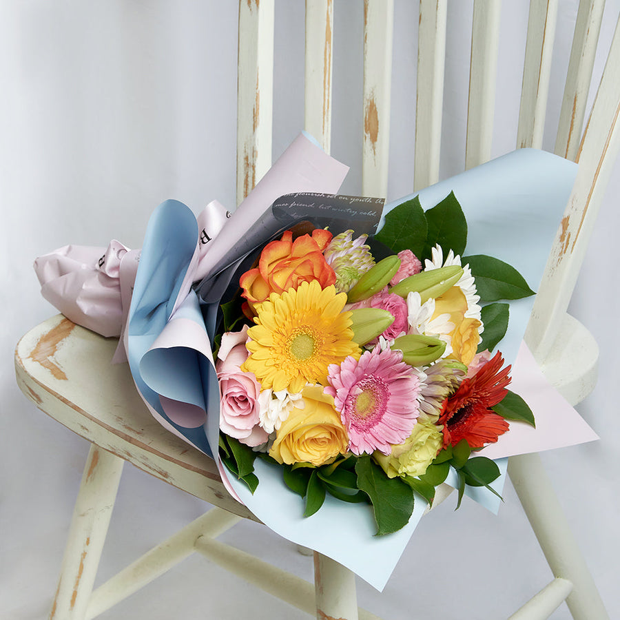 Multi-coloured mixed floral bouquet. Same Day Blooms Canada Delivery.
