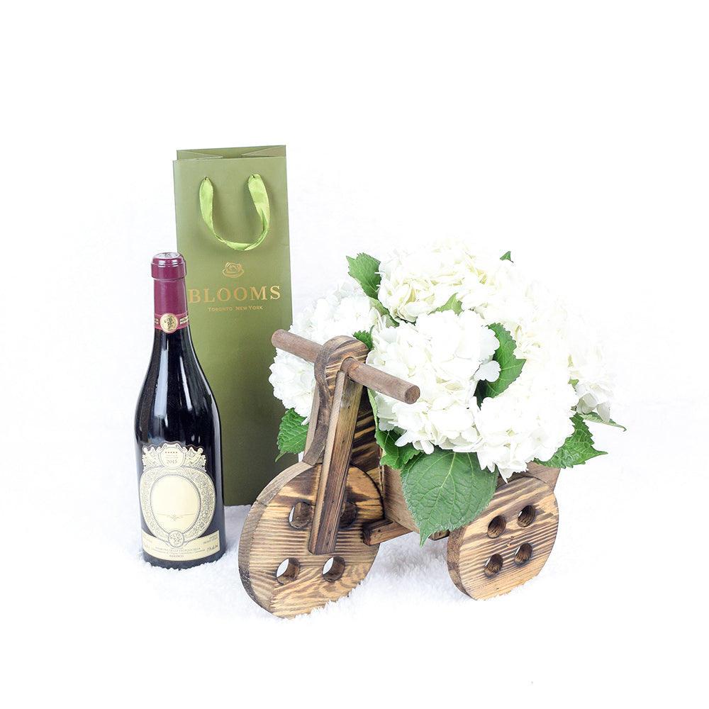 Hydrangea in a cart flower arrangement, Canada Blooms – Canada Blooms Delivery