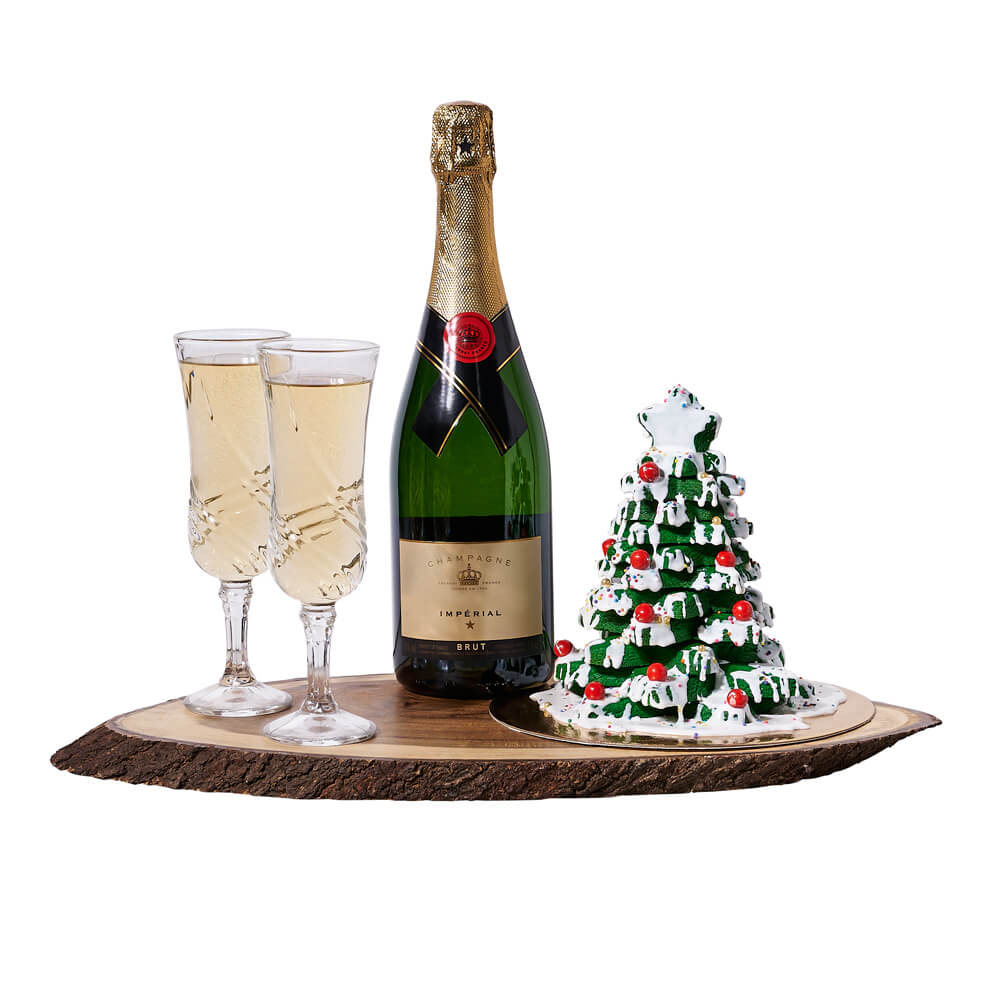 Christmas Champagne &amp; Cookie Gift, champagne gift, champagne, sparkling wine gift, sparkling wine, gourmet gift, gourmet, christmas gift, christmas, holiday gift, holiday, Canada Blooms - Canada Delivery