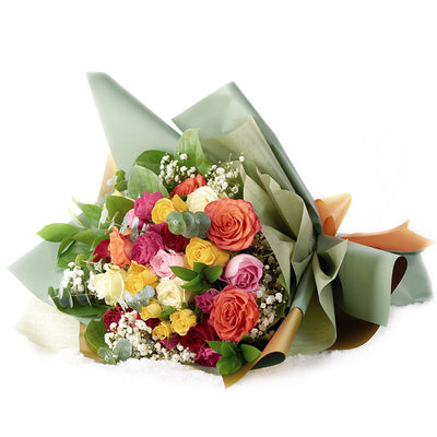 Warm-toned mixed rose bouquet. Same Day Blooms Canada Delivery.