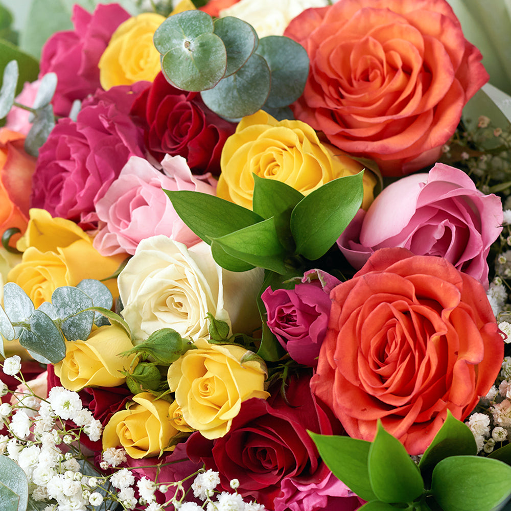 Warm-toned mixed rose bouquet – Canada Blooms - Canada Delivery