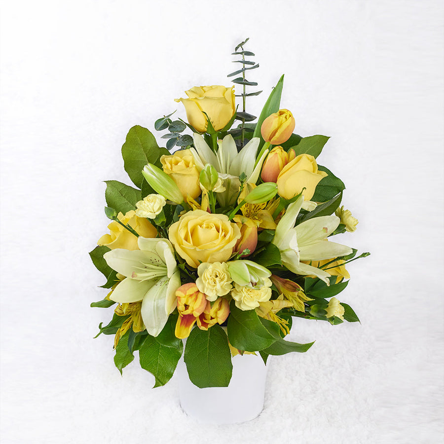 Gold & Cream mixed floral arrangement – Canada Blooms - Canada Delivery