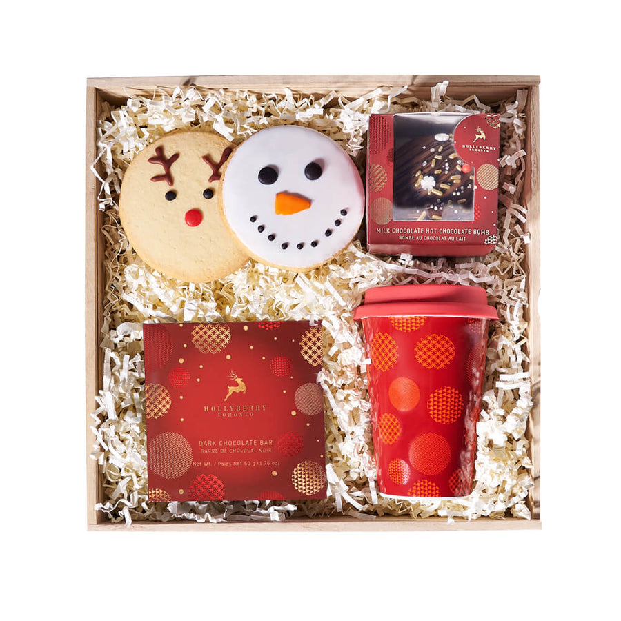 Holiday Hot Chocolate & Cookie Box, christmas gift, christmas, holiday gift, holiday, gourmet gift, gourmet, chocolate gift, chocolate. Blooms Canada- Blooms Canada Delivery