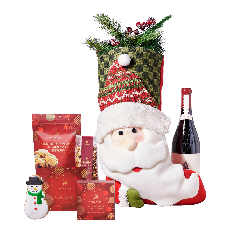 Holiday Stocking Wine Gift Set, wine gift basket, wine gift, wine, christmas gift basket, christmas gift, christmas, holiday gift basket, holiday gift, holiday, gourmet gift basket, gourmet gift, gourmet – Canada Blooms - Canada Delivery
