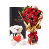 Valentine's Day 12 Stem Red Rose Bouquet With Box & Bear, plush, roses, Valentine's day gifts, Toronto Same Day Flower Delivery