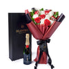 Valentine's Day 12 Stem Red & White Rose Bouquet With Box & Champagne, Valentine's Day gifts, roses, champagne gifts, Canada Same Day Flower Delivery. Blooms Canada - Blooms Canada Delivery