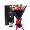 Valentine's Day 12 Stem Red & Pink Rose Bouquet With Box & Wine, Toronto Same Day Flower Delivery, Valentine's Day gifts