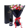 Valentine’s Day 12 Stem Red & Pink Rose Bouquet With Box & Champagne, Canada Same Day Flower Delivery, Valentine's Day gifts, roses. Blooms Canada- Blooms Canada Delivery