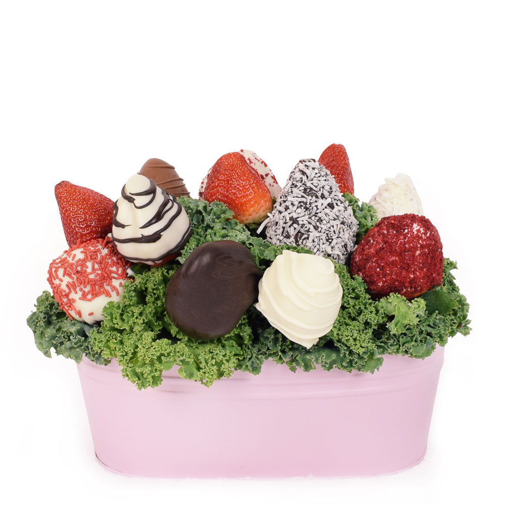 Pink Toolbox Chocolate Dipped Strawberries – Canada Blooms - Canada Delivery