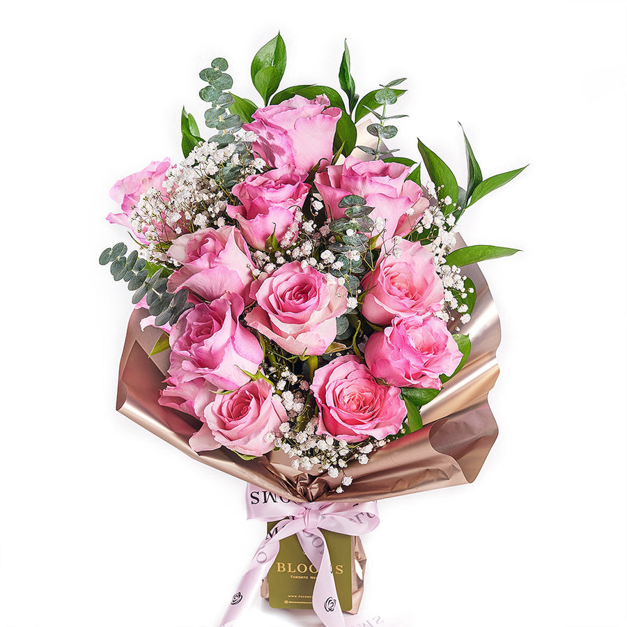 Mother’s Day 12 Stem Pink Rose Bouquet – Mother’s Day Gifts – Blooms Canada delivery