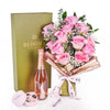 Mother’s Day Dozen Pink Rose Bouquet with Box, Champagne, & Chocolate – Mother’s Day Gifts– Blooms Canada delivery