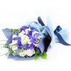 Muted Grace Mixed Floral Bouquet - White Roses and Iris, Blooms Canada Delivery