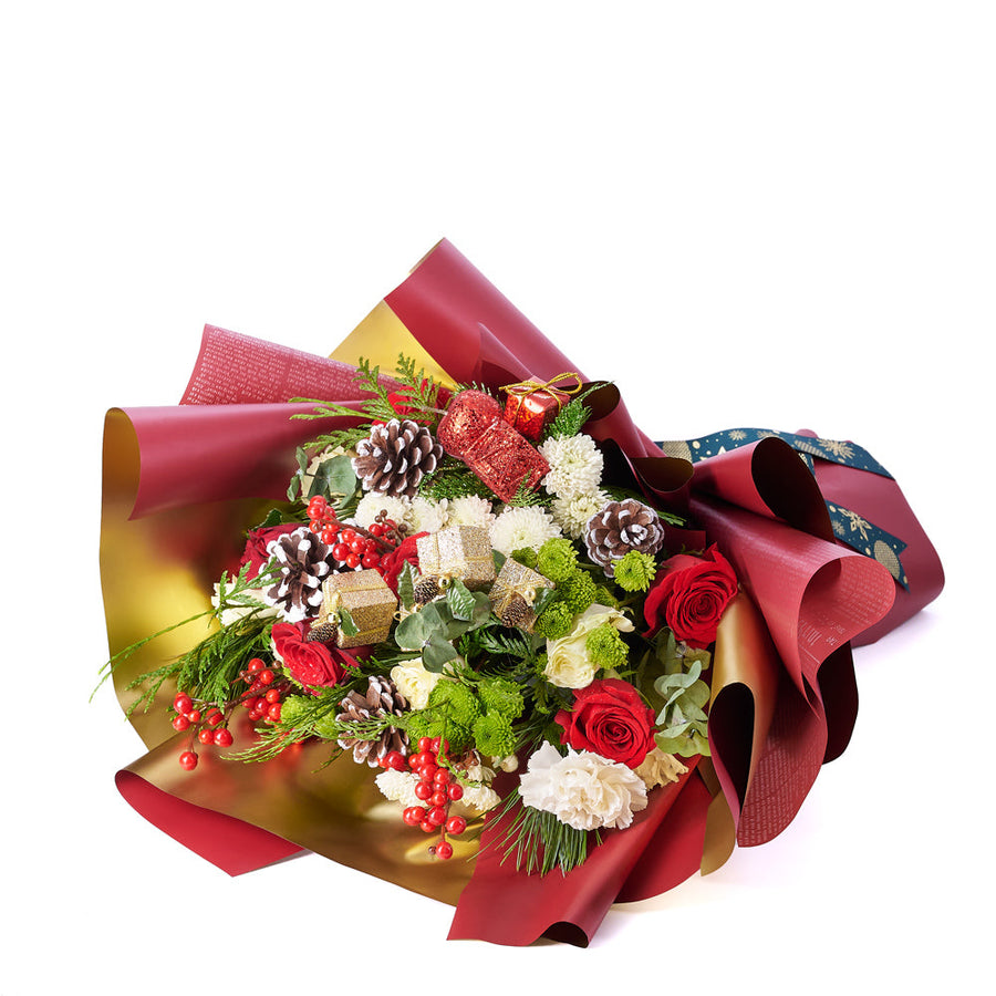 Mixed floral bouquet,  Mixed flower arrangement,  Mixed Flower Bouquet,  Flower Bouquet,  Floral Gift,  Floral Arrangement,  holiday,  christmas,  Mixed Roses Bouquet,  Rose,  Rose Arrangement,  Rose Bouquet,  Set 24017-2021, holiday rose delivery, delivery holiday rose, christmas bouquet canada, – Canada Blooms - Canada Delivery
