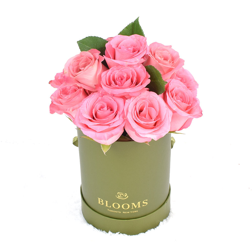 Pink Glow Box Rose Set, Pink Roses Gift, Rose Gift Hat Box, Rose Hat Box, Rose Arrangement, Canada Same Day Delivery