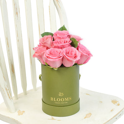 Pink Glow Box Rose Set, Pink Roses Gift, Rose Gift Hat Box, Rose Hat Box, Pink Roses, Canada Same Day Delivery