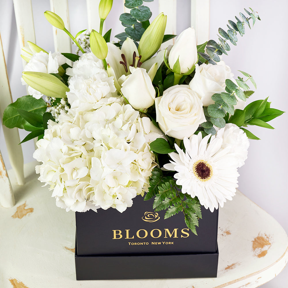 Pops of Joy Floral Centerpiece - Mixed Floral Hat Box – Canada Blooms - Canada Delivery
