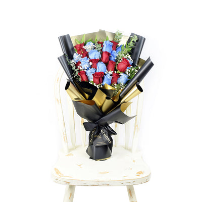 Red and Blue Rose Bouquet, Blooms Canada Delivery