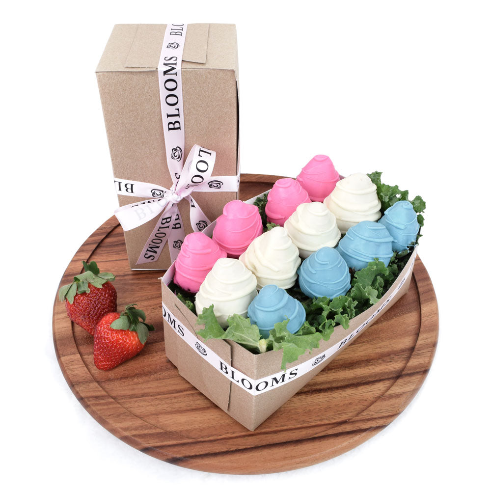 Satisfying Chocolate Dipped Strawberries, stylized box of delicious chocolate dipped strawberries, delightful combination of strawberries and chocolate, Fruit Gifts from Canada Blooms - Canada Delivery