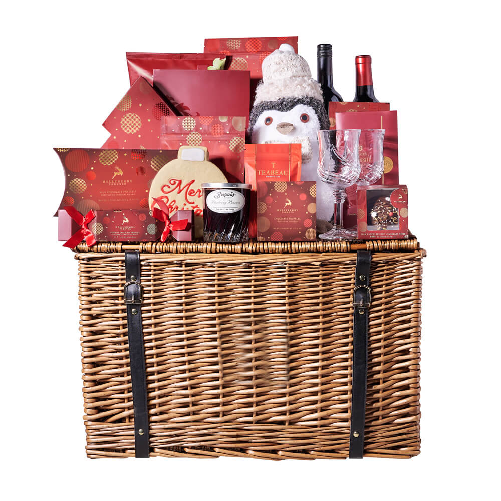 Season’s Greetings Wine Gift Basket, christmas gift, christmas, holiday gift, holiday, gourmet gift, gourmet, chocolate gift, chocolate, – Canada Blooms - Canada Delivery
