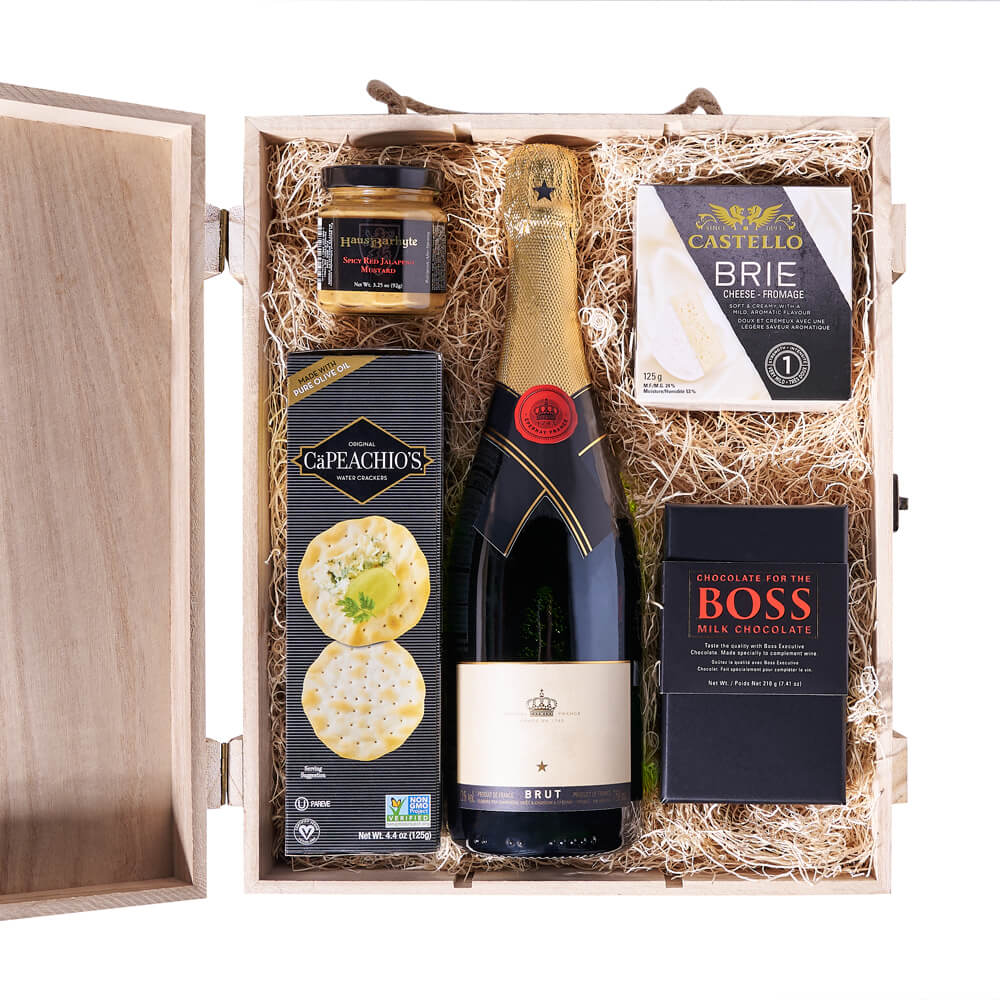 Snack & Champagne Gift Box, champagne gift, champagne, sparkling wine, sparkling wine gift, gourmet gift, gourmet, cheese gift, cheese, – Canada Blooms - Canada Delivery