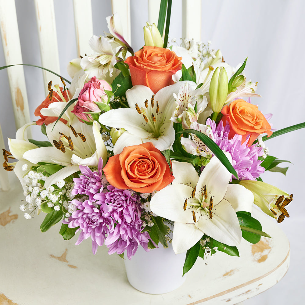 Spring Rose & Lily Arrangement – Floral Gifts. Blooms Canada-Blooms Canada delivery