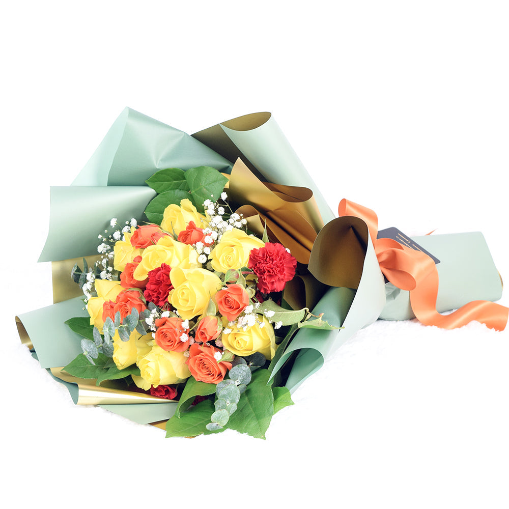Mixed Yellow and Orange Rose Bouquet – Canada Blooms - Canada Delivery