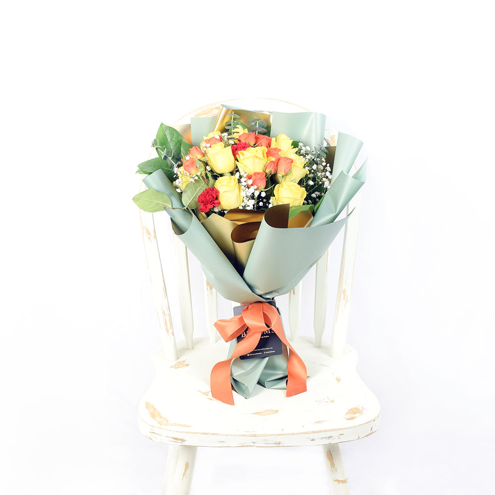 Mixed Yellow and Orange Rose Bouquet – Canada Blooms - Canada Delivery