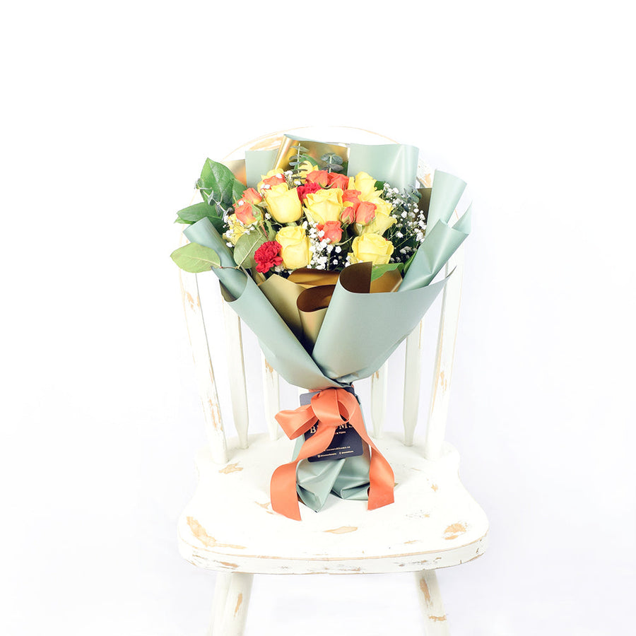 Mixed Yellow and Orange Rose Bouquet - Blooms Canada Delivery