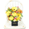 Sunrise Mixed Floral Arrangement, flowers in shades of yellow including, gerbera, alstroemeria, spider chrysanthemums, mini carnations, daisies, and baby’s breath in a square black hat box, Floral Gifts from Blooms Canada - Same Day Canada Delivery.