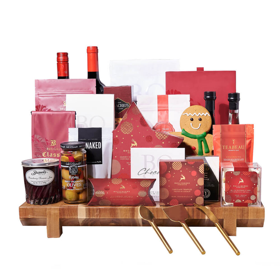 The Decadent Christmas Gift Set, gourmet gift, gourmet, christmas gift, christmas, holiday gift, holiday, wine gift, wine. Blooms Canada- Blooms Canada Delivery