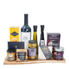 The Tuscany Wine Gift Basket, Brimming with crackers, savory olive spread, smoked salmon, velvety gourmet cheeses, fine wine, and more, Wine Gifts from Blooms Canada - Same Day Canada Delivery.