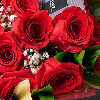 Valentine's Day 12 Stem Red Rose Bouquet With Designer Box, Canada Same Day Flower Delivery, roses, Valentine's Day gifts. Blooms Canada- Blooms Canada Delivery